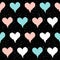 Heart seamless pattern background. Doodle handmade blue, pink an