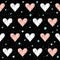 Heart seamless pattern background. Doodle handmade pink and whit