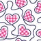 Heart seamless pattern. Check cute hearts. Background checked scottish style. Repeated checks pattern. Repeating love patern for d