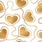 Heart seamless pattern. Gold hearts design love prints. Repeated background with golden foil effect. Repeating modern pattern. Gli