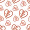 Heart seamless pattern, red color. Pattern of small design elements