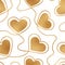 Heart seamless pattern. Repeated gold packing. Background for love printing. Repeating modern golden foil. Luxury marble hearts fo