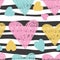 Heart seamless pattern. Vector love illustration. Strip, zebra. Valentine`s Day. Wedding, scrapbook, gift wrapping paper, textile