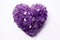 Heart Shape Of Amethyst On White Background. Generative AI