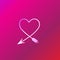 Heart shape with arrows element isolated on magenta purple gradation background, Silver love symbol illustration