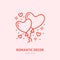 Heart shape balloons illustration. Party decoration flat line icon, romantic relationship. Valentines day greeting sign