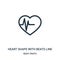 heart shape with beats line icon vector from body parts collection. Thin line heart shape with beats line outline icon vector