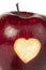 Heart shape closeup carved in apple