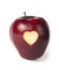 Heart shape closeup carved in apple
