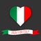 Heart shape in colors of Italian flag. Ribbon with Pray For Italy text. Vector illustration. Victims of earthquake.