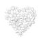 Heart shape composed from white flowers