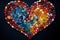 a heart shape created with multicolored marbles