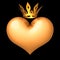 Heart shape with crown golden as royal king queen abstract