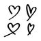 Heart shape doodle line black isolated on white, heart shape art line sketch brush for valentine, heart shape sign with hand drawn