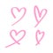 Heart shape doodle line pink isolated on white, heart shape art line sketch brush for valentine, heart shape sign with hand drawn