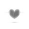 Heart shape electrocardiogram. Black heart shape line on white background.