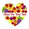 Heart shape from fresh fruit with copyspace