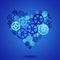 Heart Shape Gears Blue Business Background