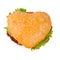 Heart shape hamburger on white