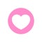 Heart shape icon simple in circle pink, heart symbol for button graphic, passion or romantic icon, heart shape element sign for