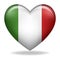Heart shape of Italy insignia isolated on white