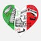 Heart shape with Italy symbols