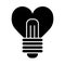 Heart shape in a light bulb line icon, solid vector sign, linear style pictogram isolated on white. Love symbol, logo