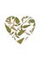 A heart shape made from green jasmine leaves.