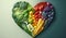 Heart shape made of Healthy of varies raw organic vegetables, fresh ingredients for cook and meals, high vitamin and minerals,