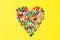 Heart shape made of small colorfull candies