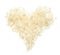 Heart shape made of white onion pieces