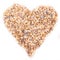 Heart shape muesli isolated