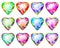 Heart Shape Multicolor Diamond Pendant Abstract Symbol Icon Set