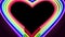 Heart shape from neon lines on black background. LGBT romantic card for same sex lovers in Valentine day. Romantic