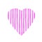 Heart shape of pink stripe painted in watercolor. Retro style background. Element design for posters, stickers, banners