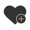 Heart shape with plus sign glyph icon