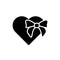 Heart shape present glyph icon. Silhouette