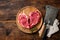 Heart shape raw fresh veal meat steaks