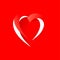 Heart shape on red background