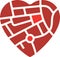 Heart shape with road map inside. Love metaphor.