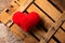 Heart shape on a rustic wooden background