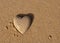 Heart shape of the sand - a symbol of love