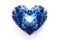 Heart Shape Of Sapphire Stone Fractal On White Background. Generative AI