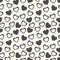 Heart shape seamless pattern. Black and white