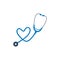 Heart shape stethoscope icon flat icon.