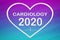 Heart shape with text 2020 and cardiology. Abstract medical concept