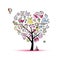 Heart shape tree with toys for baby girl