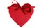 Heart shape Valentine gift tag, red ribbon decoration, isolated