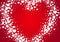 Heart shape Valentines Day card spray painted with random scatter hears