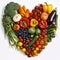 heart shape by various vegetables and fruit
